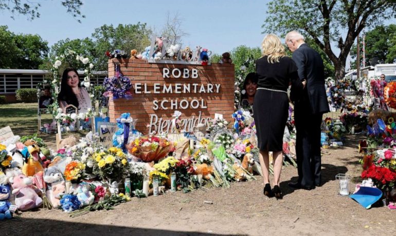 Biden, first lady visit Texas school shooting memorial